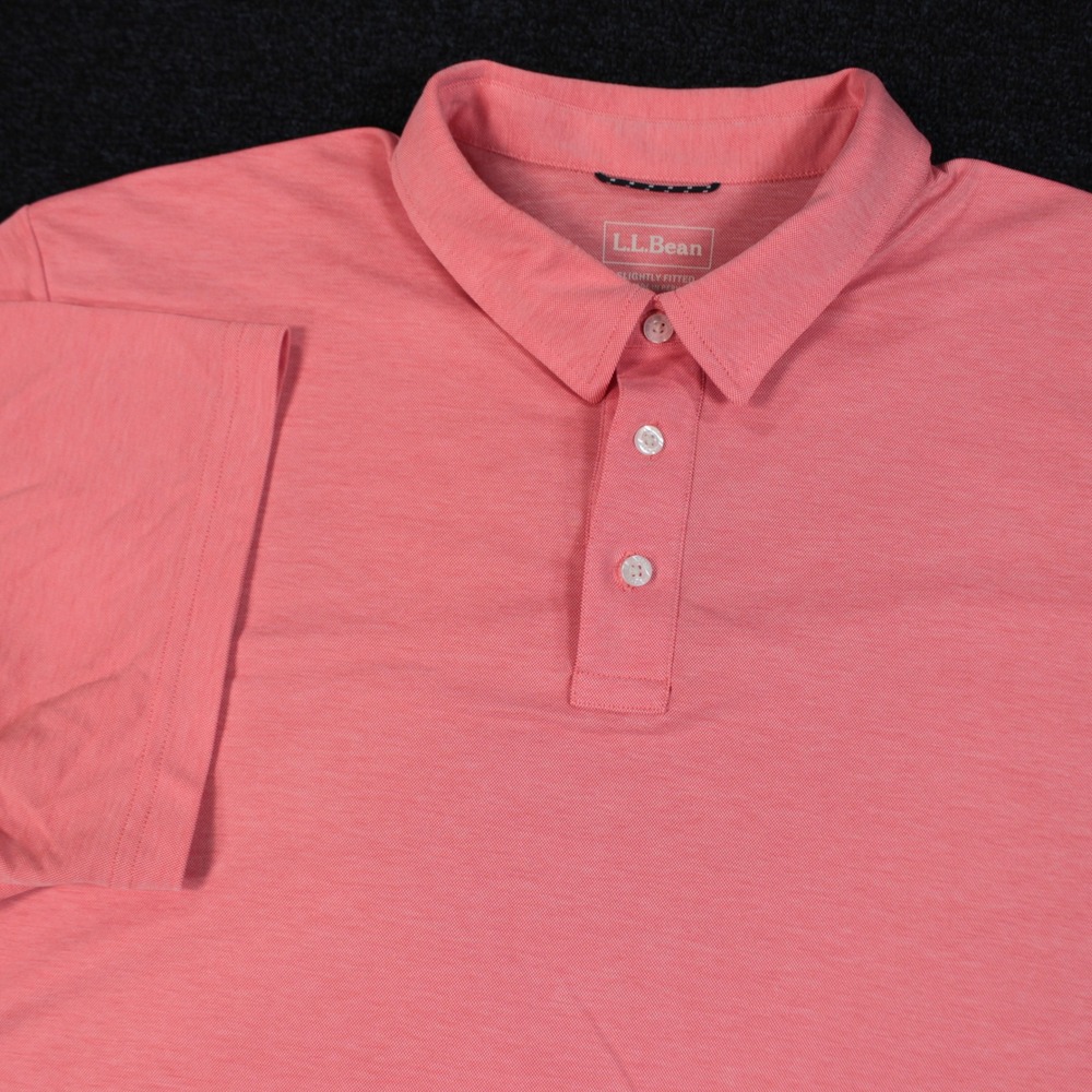 L.L. Bean Polo Mens XXL Comfort Stretch Performance Coral Pink Pima Cotton